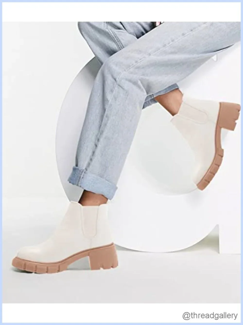 Lug Sole Platform Ankle Booties Chelsea Slip On Chunky Block Heel Leather